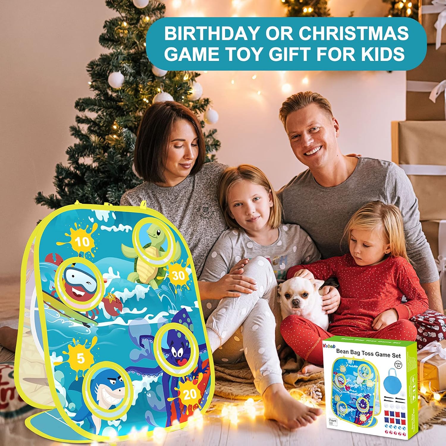 Vobab Bean Bag Toss Game for Kids, 3 in 1 Cornhole Game Set for Toddlers, Collapsible Cornhole & Dart Board for Kids, Ocean & Turtle Themed Cornhole Outdoor Game, Great Gifts for Boys Girls : Toys & Games