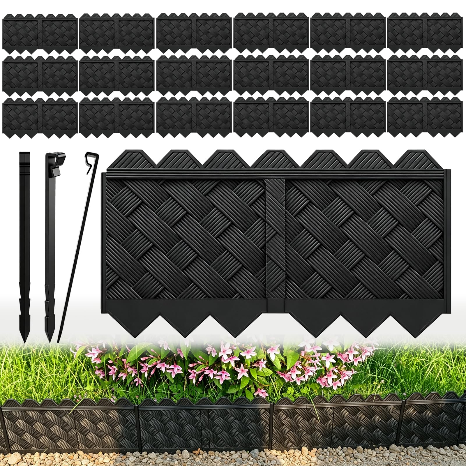 30 Pack Flower Bed Edging Borders, Landscape Edging with Stakes, 5" X 30ft
