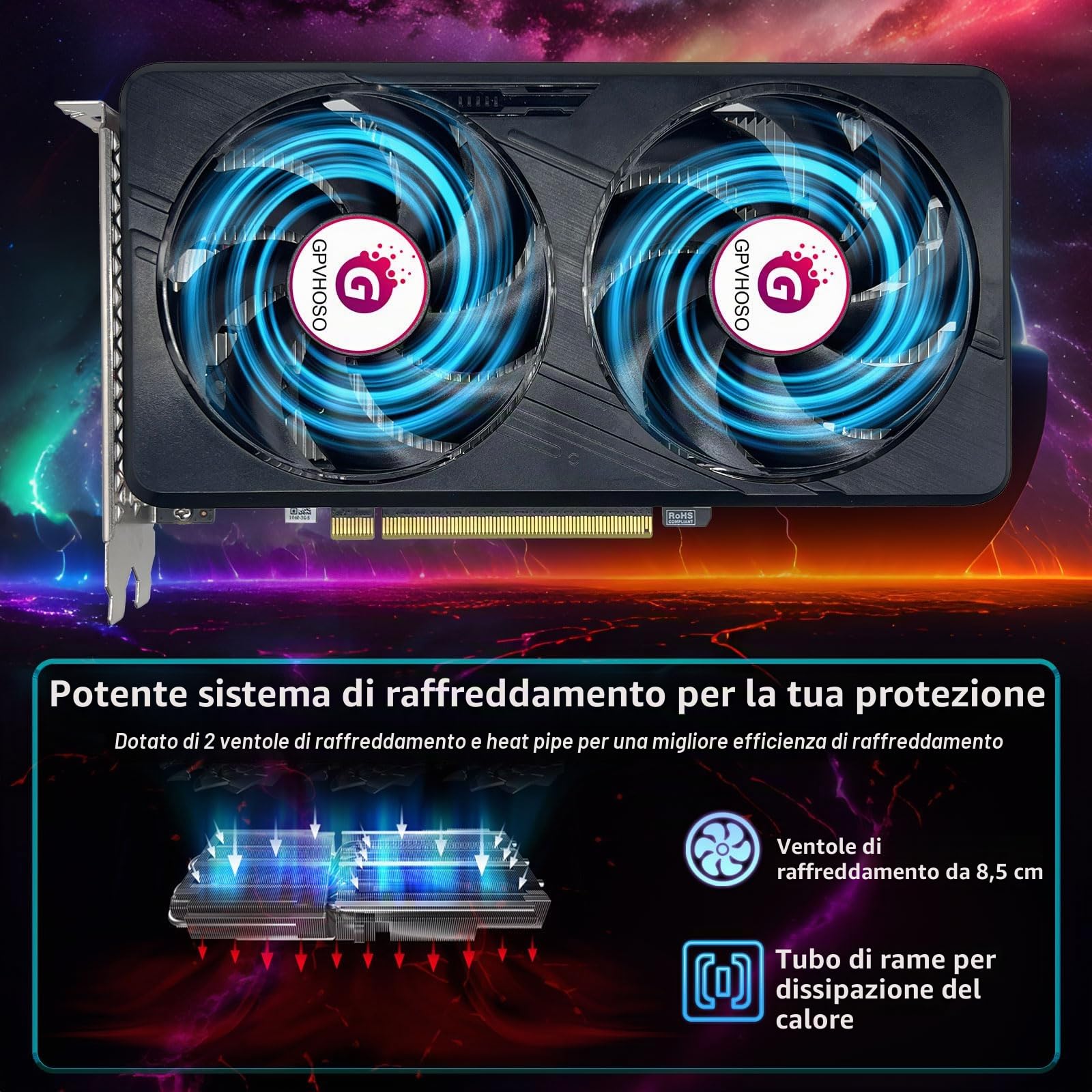 GPVHOSO Scheda grafica GTX 1060 da 6 GB, GDDR5 8K 192bit HDR VR Ready, 1060 schede video per PC da gioco, Tarjeta Gráfica Support Direct X12 PCIe3.0 * 16, doppie ventole di raffreddamento, HDMI + 2