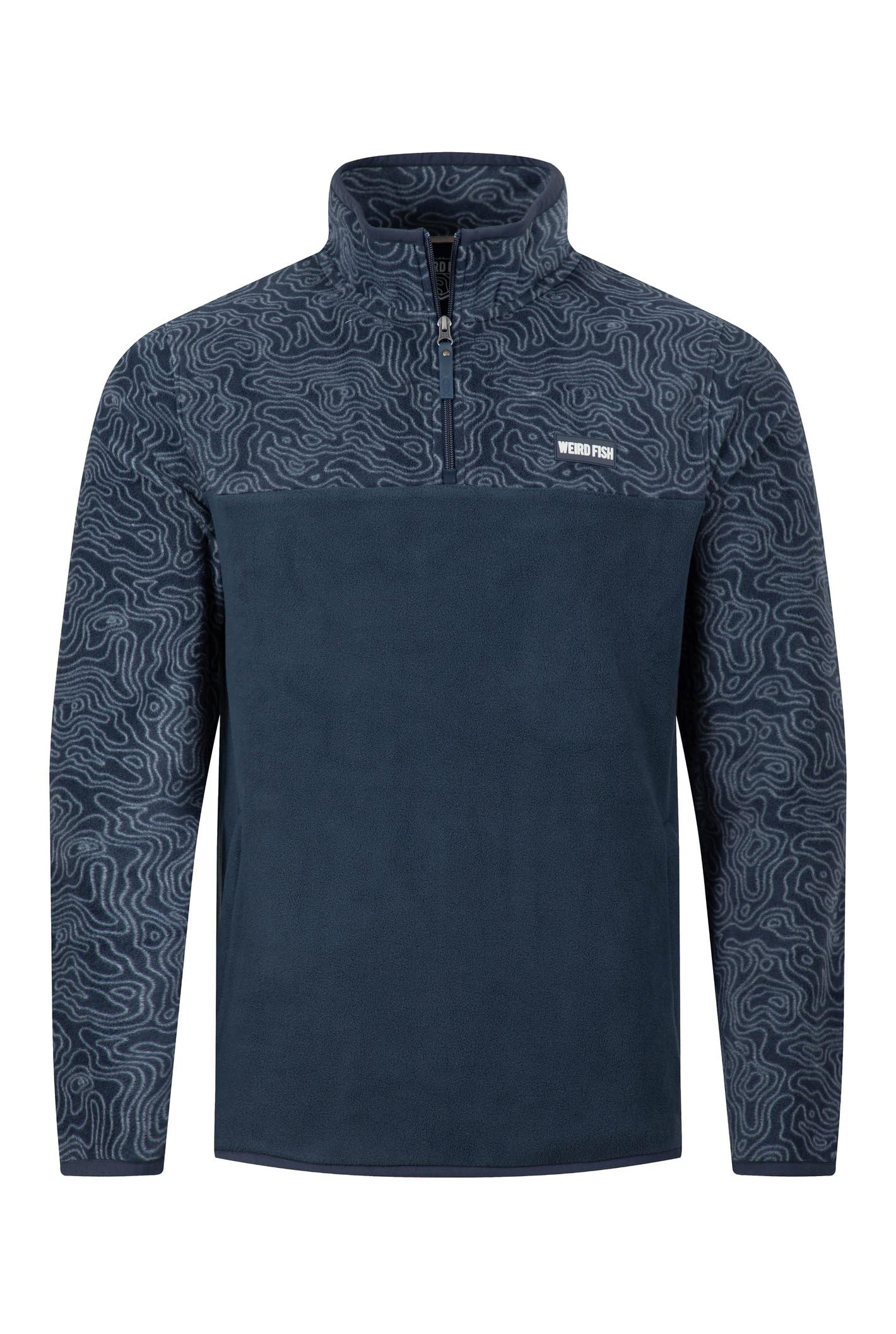 Weird Fish Gilbert 1/4 Zip Printed Microfleece Navy Size 4XL. (Jumper/Sweater/Fleece)