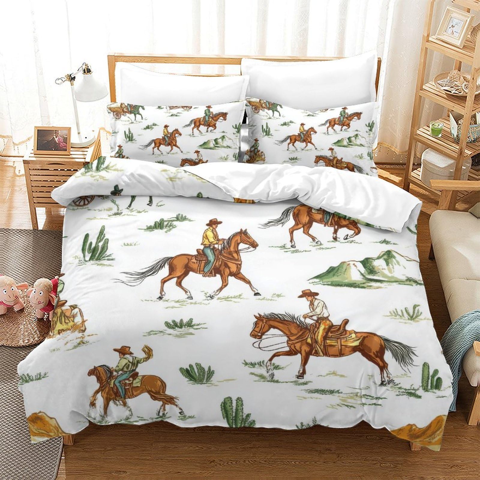 Housse de couette cowboys et chariot du désert pour créer une chambre d'ado style Far West