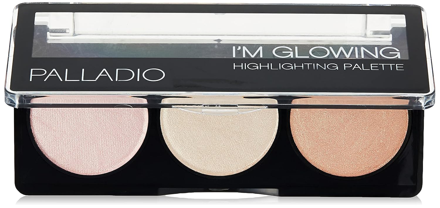 Palladio I’m Glowing Illuminating Highlighting Palette, Glow Bronzer Powder Makeup Set, High Pigmented Shimmery Colors