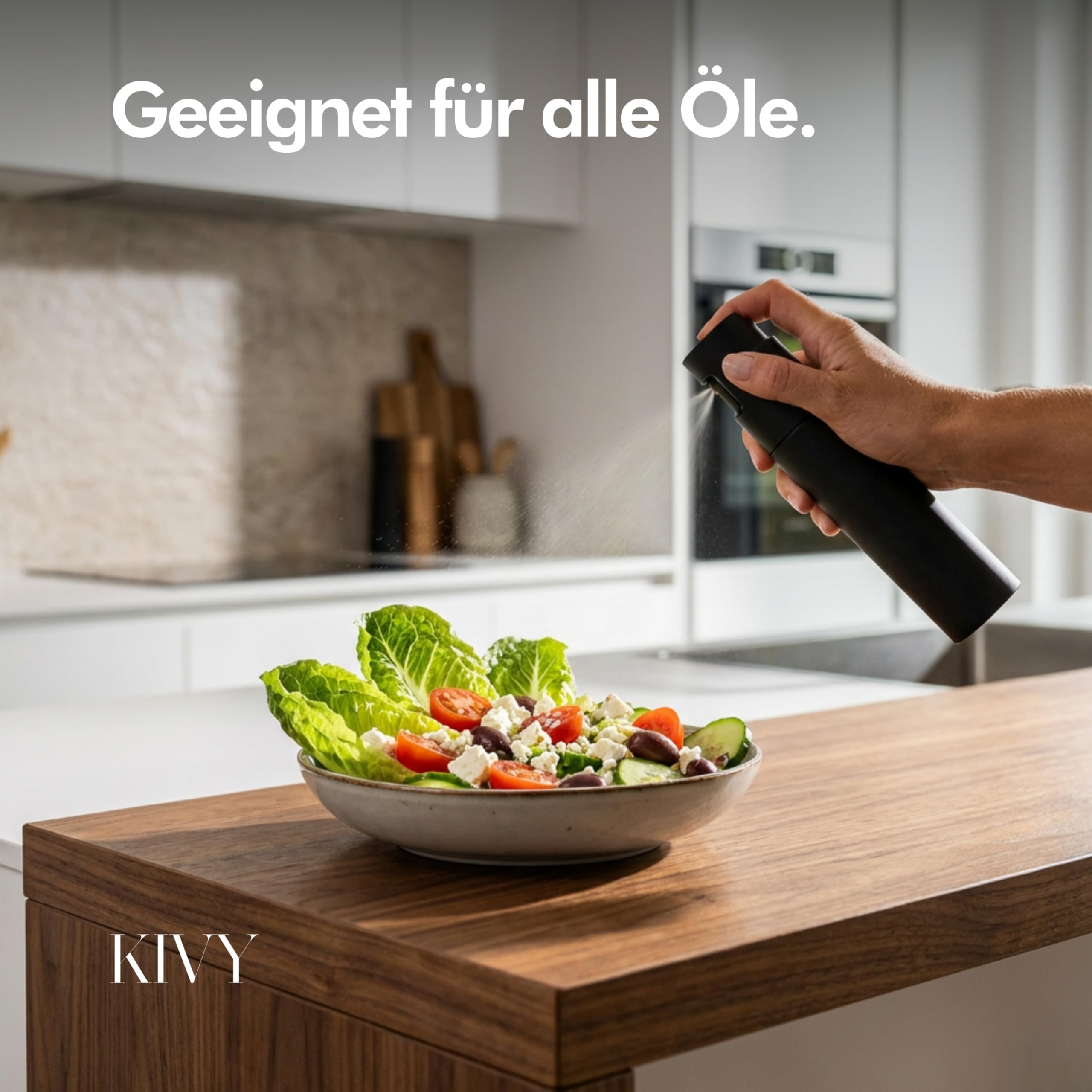 KIVY Ölsprüher [100ML] - Öl Sprühflasche mit Präzisem Sprühkopf - Ölspray Oil Sprayer Oelsprüher - Ölsprühflasche Ölzerstäuber - Sprühöl Kochen Ölsprayer - Olivenöl Spray Öl-Sprühflasche - Schwarz