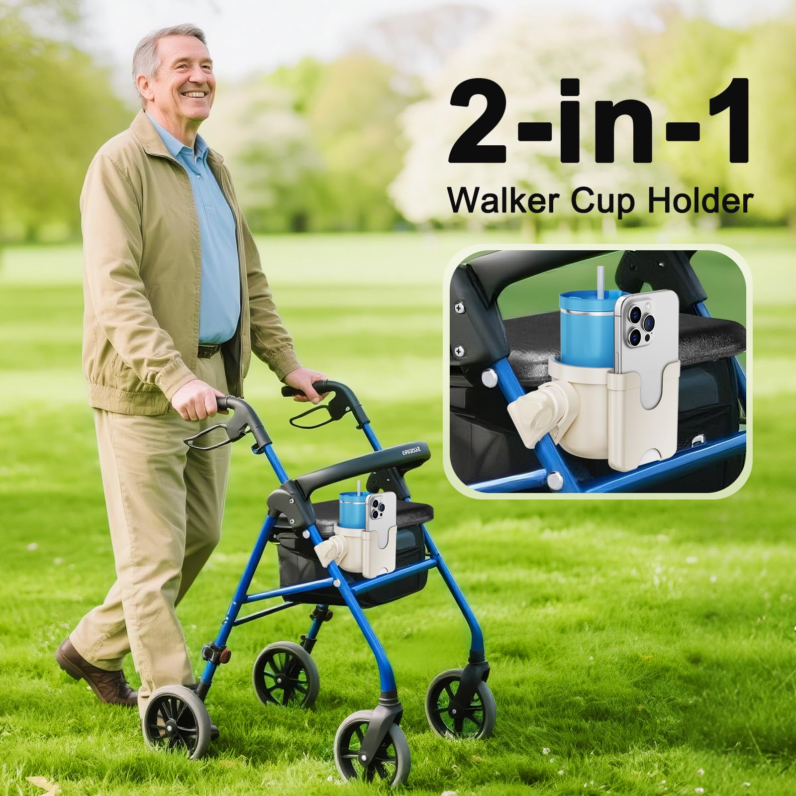 Guiseapue Wheelchair Cup Holder: Universal Cup Holder with Phone Holder - Image 3