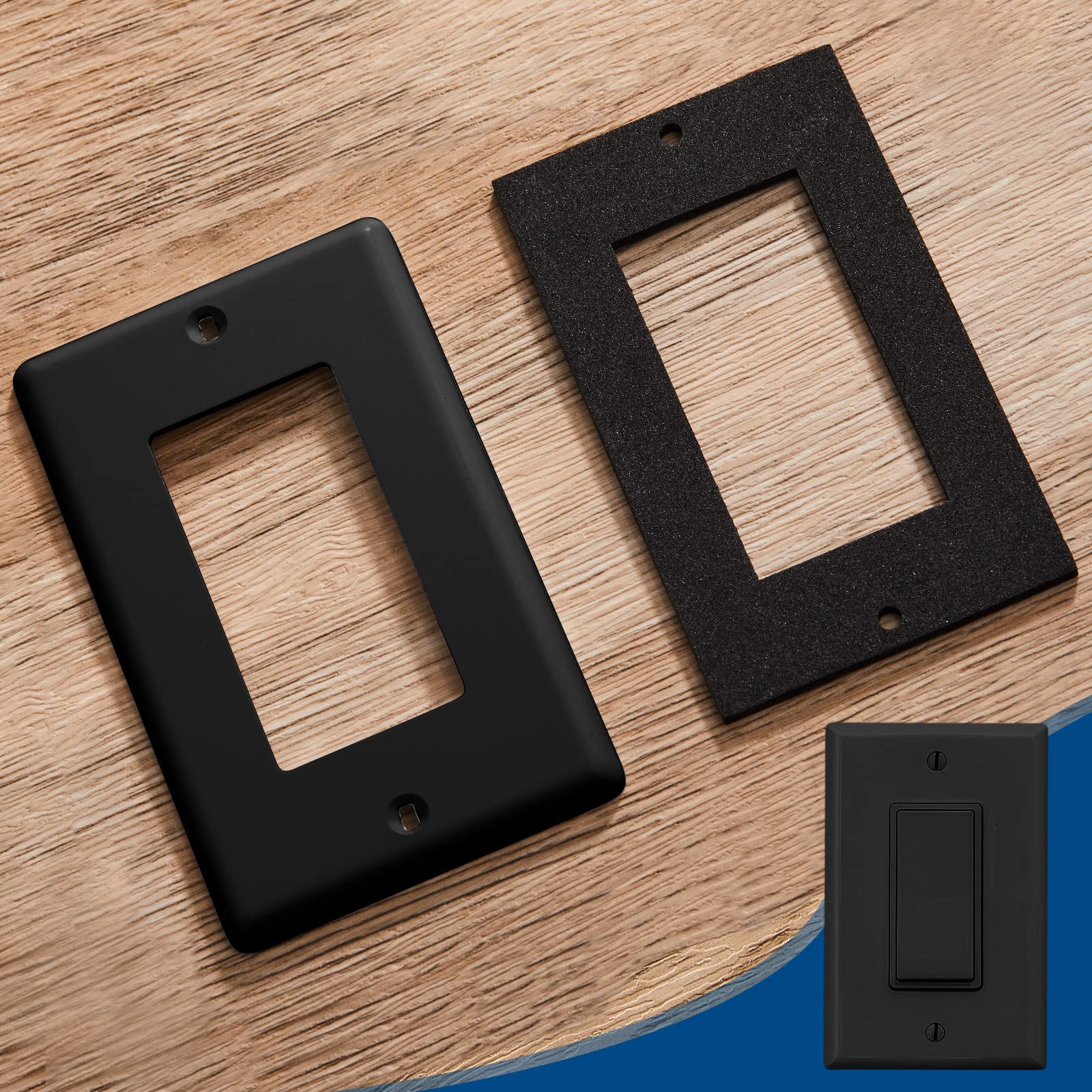 Tondiamo 50-Pack Outlet Insulation Gaskets | EVA Foam Wall Plate Sealer For Weatherproofing & Energy Saving (Black) - View #11