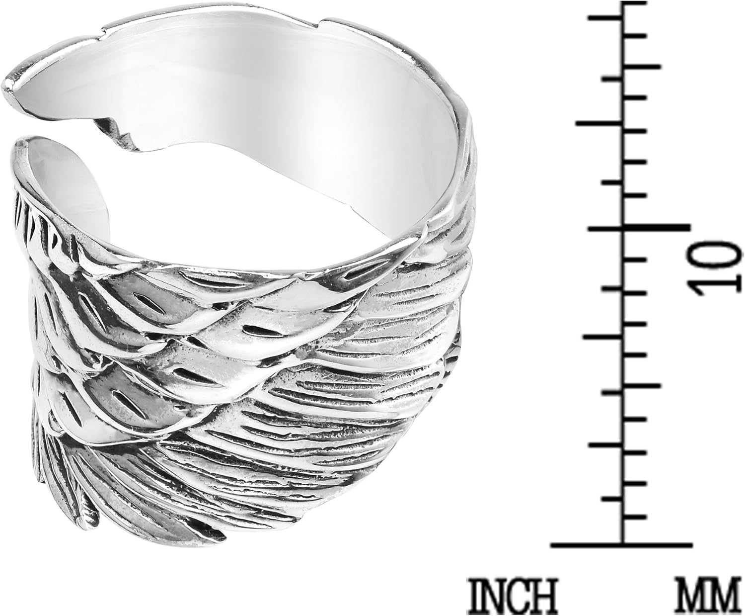 Miniatura 5 de AeraVida - Anillo de plata de ley 925 envolvente con alas de ángel guardián, anillos de plata unisex para hombres y mujeres, anillos de plata