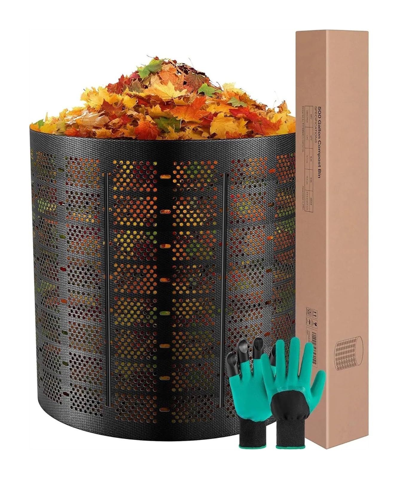 Sacos de Jardin Contenedor de abono para exteriores de 500 galones, abono expandible, fácil de configurar y gran capacidad para patio trasero Bolsa Jardin