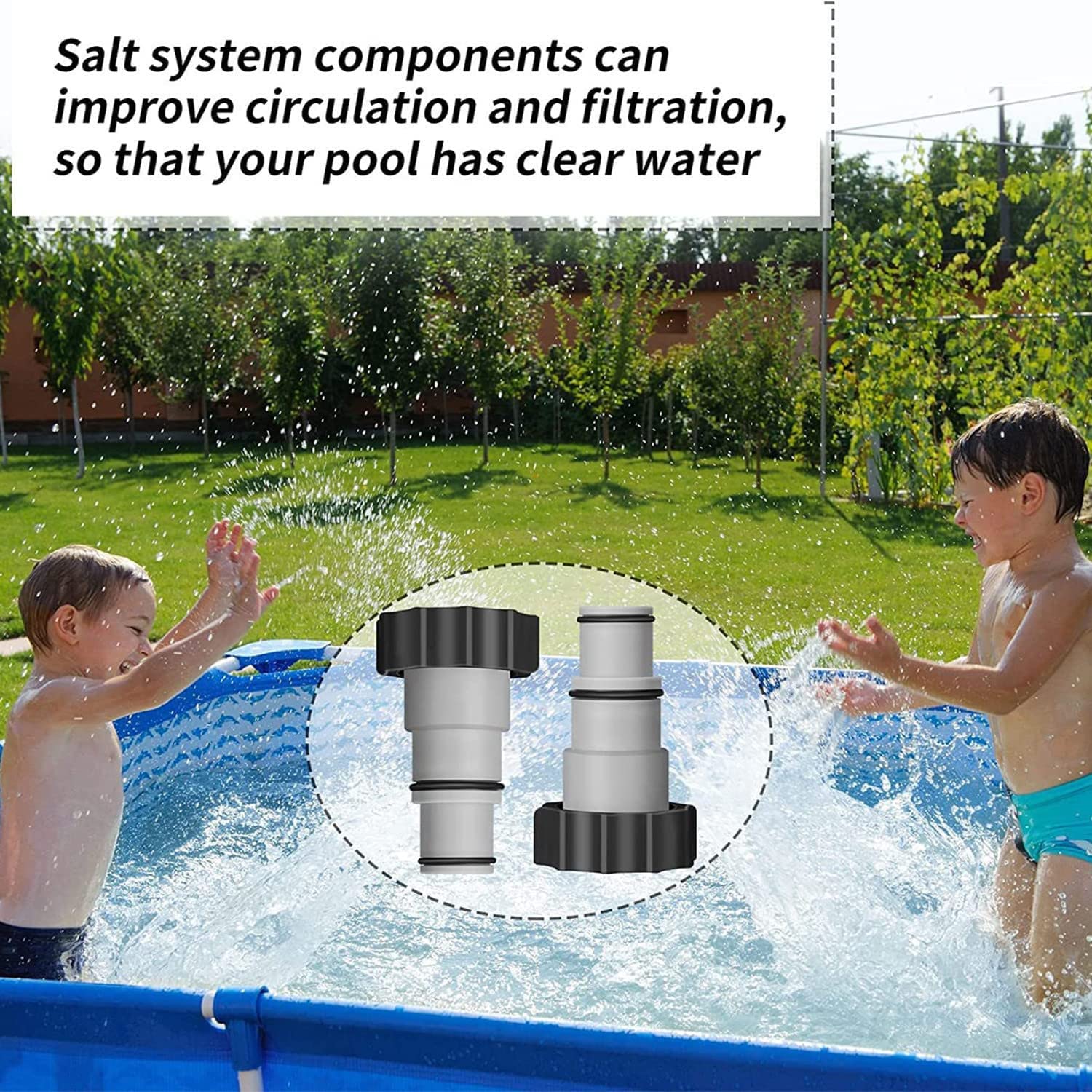 MEISO 4 Pièces Adaptateur Piscine, Remplacement Adaptateur de Tuyau Série Intex A avec Filetage, Tuyau de Diamètre 1,5" et 1,25", Adaptateur de Pompe pour Kits de Piscine