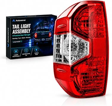 Tail Light Assembly Fit For Toyota Tundra 2014 2015 2016 2017 2018 2019 2020 2021 Rear Left Driver Back Up Side Lens Housing Taillight Cover Replaces 81550-0C101 TO2800193Lamp Included