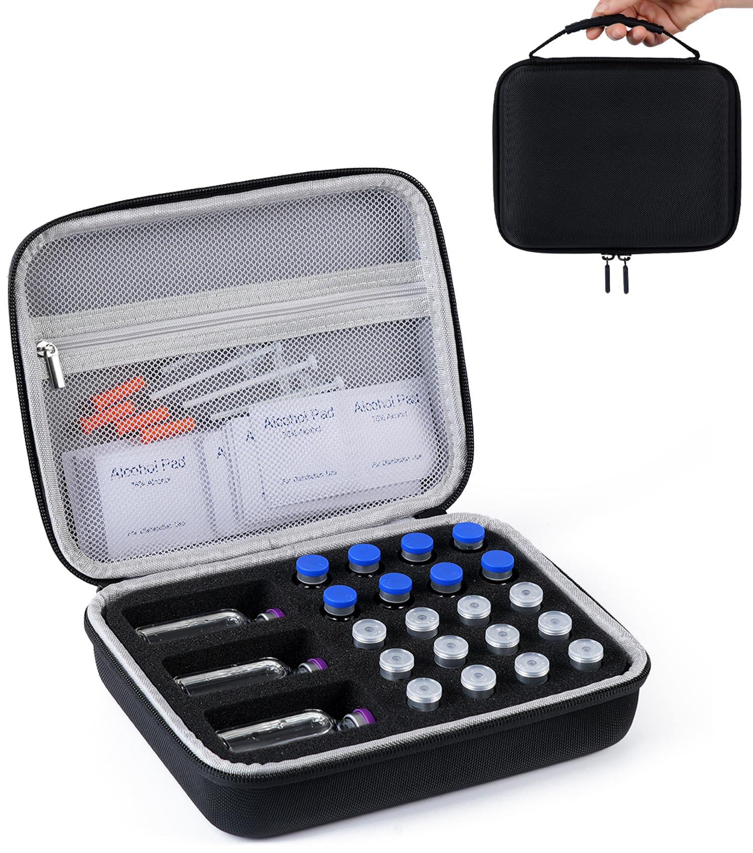 23 Slots Peptide Case for Fridge,Peptides Vial &amp; BAC Water Case for Travel