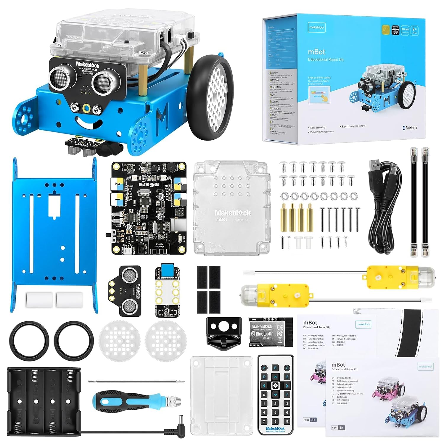 Makeblock mBot Bluetooth Version Programmable Robot Kit for Kids to Learn Coding, Robotics and Electronics (Blue)