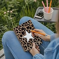 Vista 5 de Cuaderno en espiral con estampado de estrellas de leopardo y guepardo, cuaderno de tapa dura con estampado de guepardo estético funky