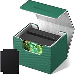 Mlikero Card Deck Case, 1800+ Trading Card Storage Box with 10 Dividers and 3 Foam Stoppers, Leather Magnetic Closure Commander Deck Box Fit for YuGiOh, MTG and Sport Cards(Black&Red)