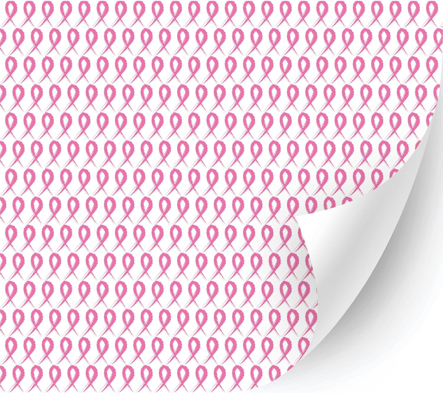 Breast Cancer Awareness Patterned Adhesive Vinyl (White Ribbon, 13.5" x 5 Yards) - Glossy Car Sticker Decal Decoration, DIY Craft Projects, Scrapbooking