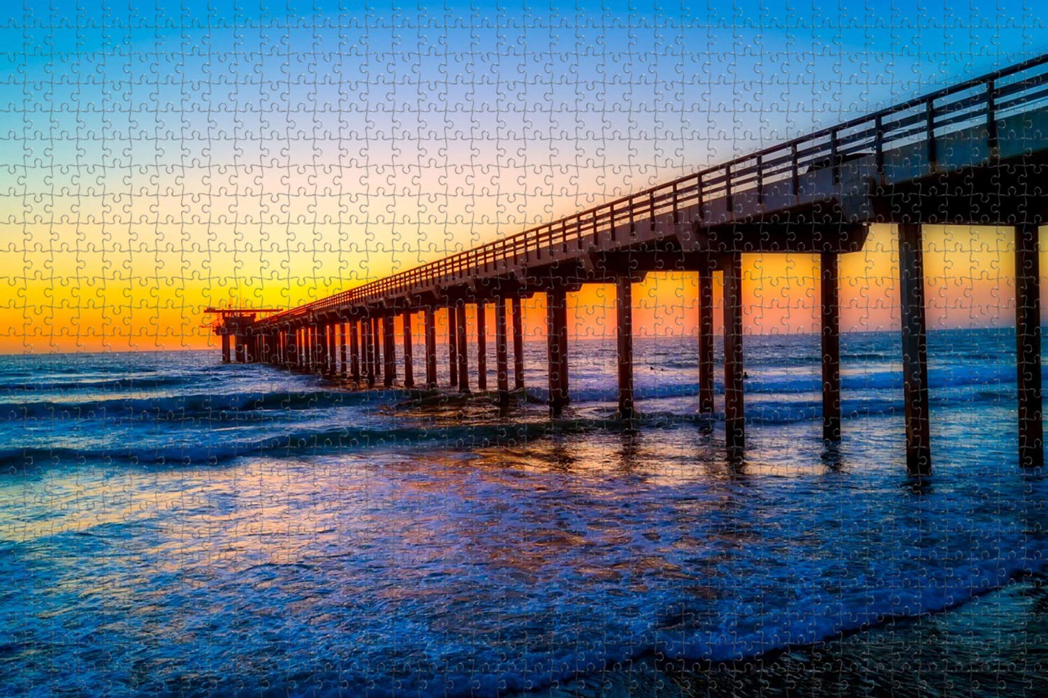 California Scripps Pier USA Jigsaw Puzzle for Adults 1000 Piece Wooden Travel Gift Souvenir