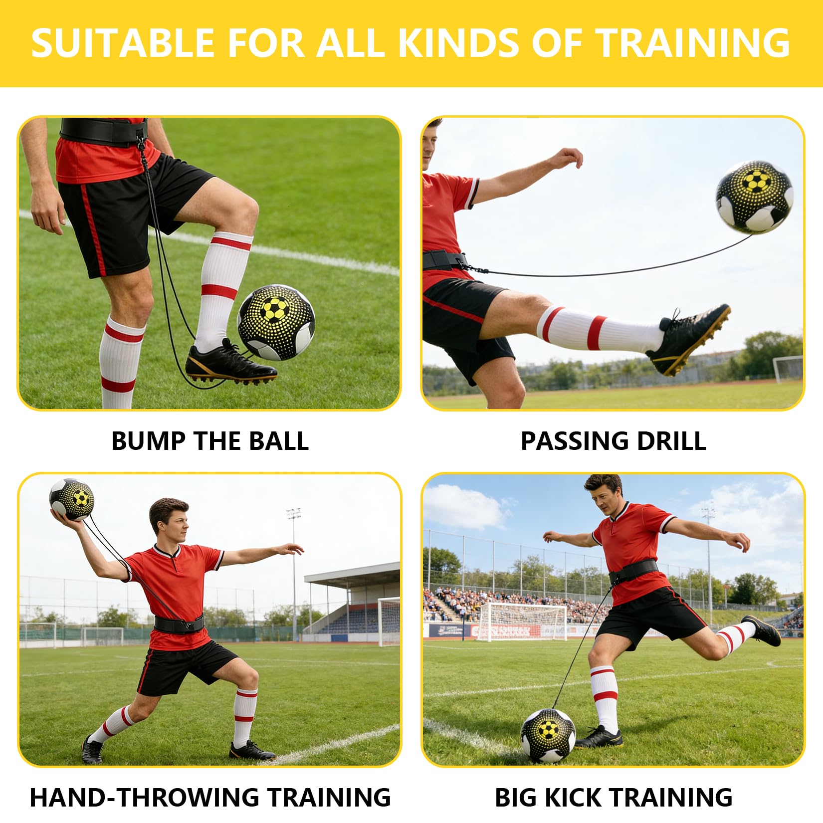 PIANKEKE Kit Matériel Entraînement Football Accessoire: Plot Sport, Ceinture Entraînement, 12 cônes et Sac de Rangement. Convient aux Ballons de Tailles 3/4/5, pour développer compétences des garçons - 5