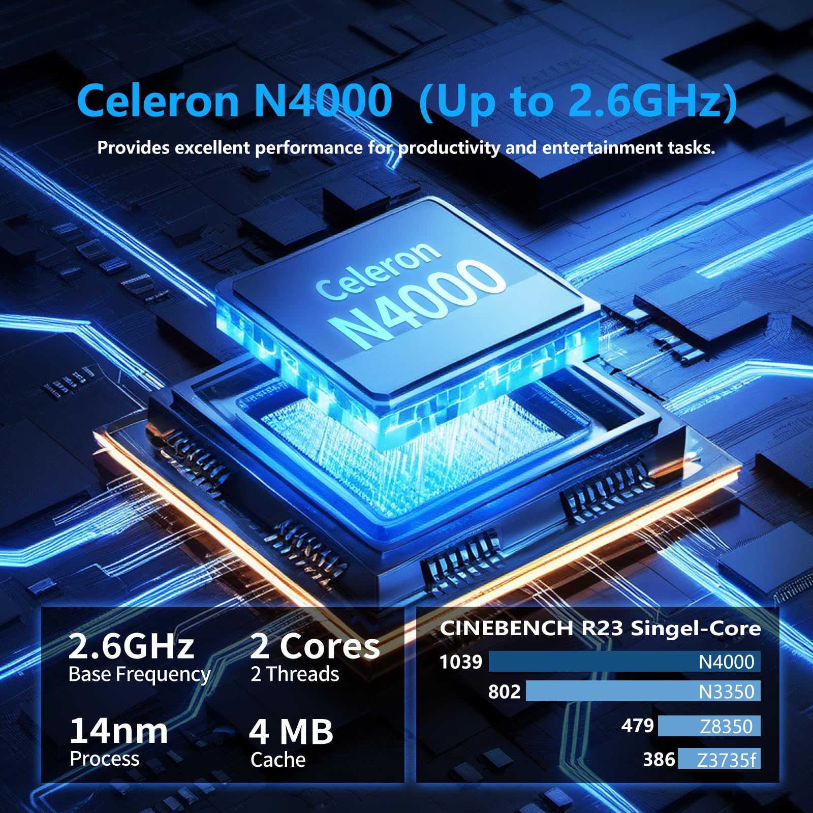 Ekonavi PC Portatile da 14,1 pollici, Notebook Celeron N4000 SSD da 256 GB RAM LPDDR4 da 6 GB, schermo FHD 180°, Laptop con mini-HDMI, 2*USB3.0 Computer PC sottile e leggero color argento