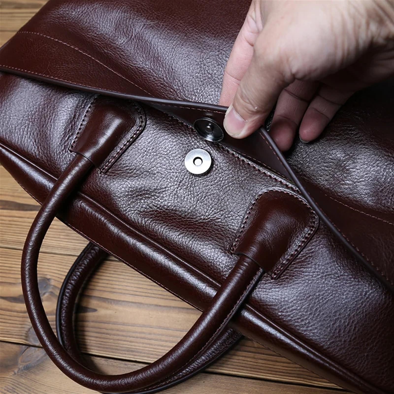 Borsa Per Pc Portatile Valigetta da uomo in pelle Borsa in di vacchetta naturale a tracolla grande capacità for computer casual