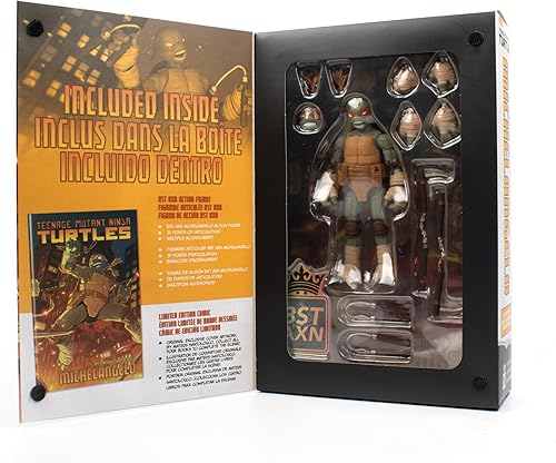 Miniatura 5 de Teenage Mutant Ninja Turtles BST AXN v2 IDW Inspirado Michelangelo Figura de acción de 5 pulgadas y edición limitada IDW Michelangelo Comic Book
