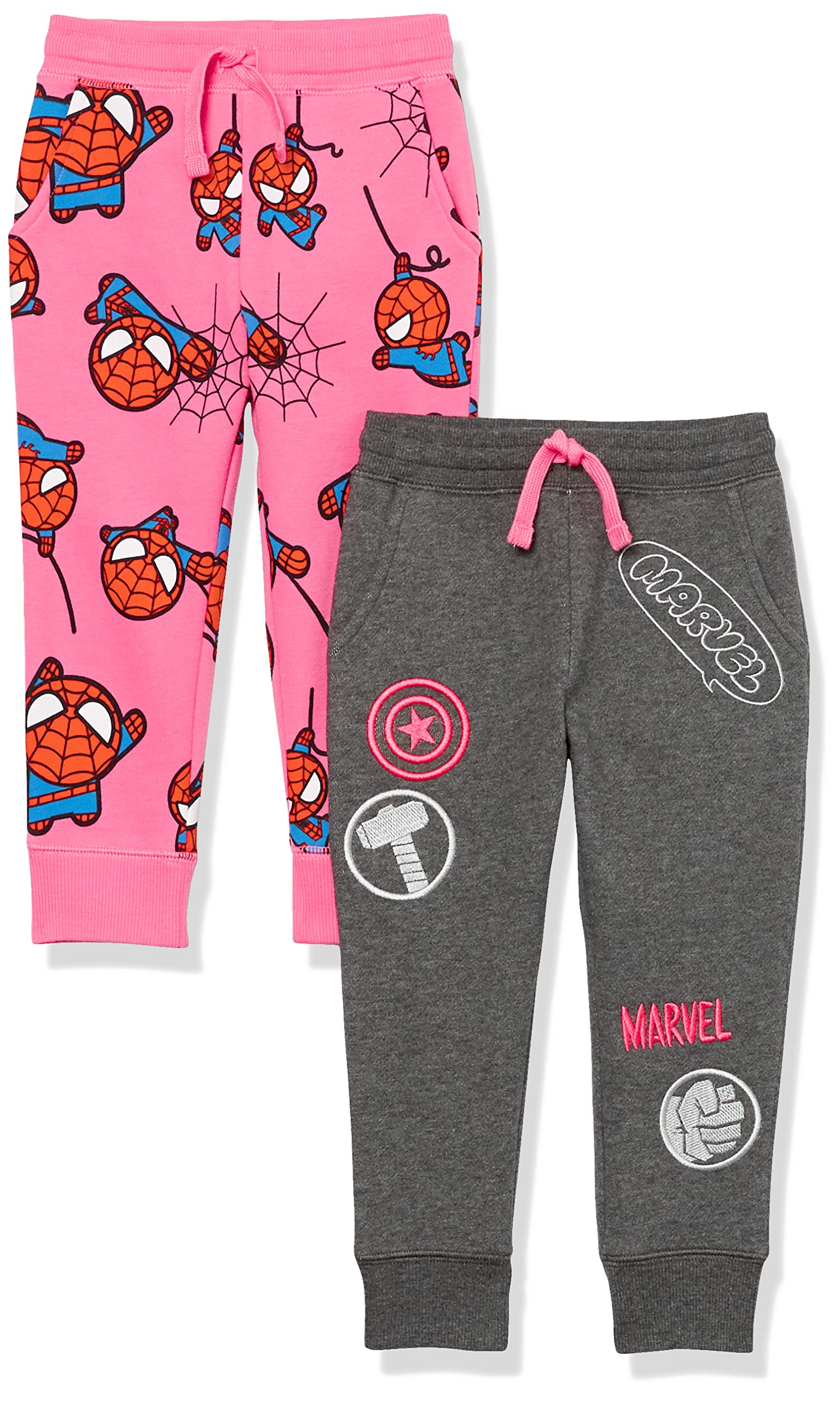 Amazon Essentials Disney | Marvel | Star Wars | Frozen | Princess Pantaloni Sportivi Jogger in Pile (precedentemente Spotted Zebra) Bambine e Ragazze, Pacco da 2