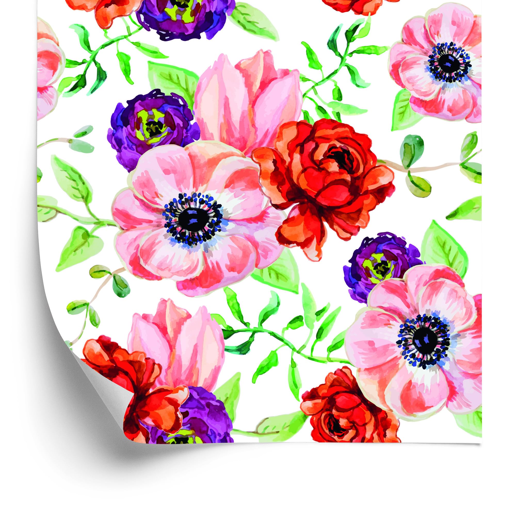 Vliestapete Bunte Ranunkeln 50 x 1000 cm | Ausdrucksstarke Bildgestaltung; Charaktervoller Raumschmuck; Harmonische Akzentfläche; Kleister im Set