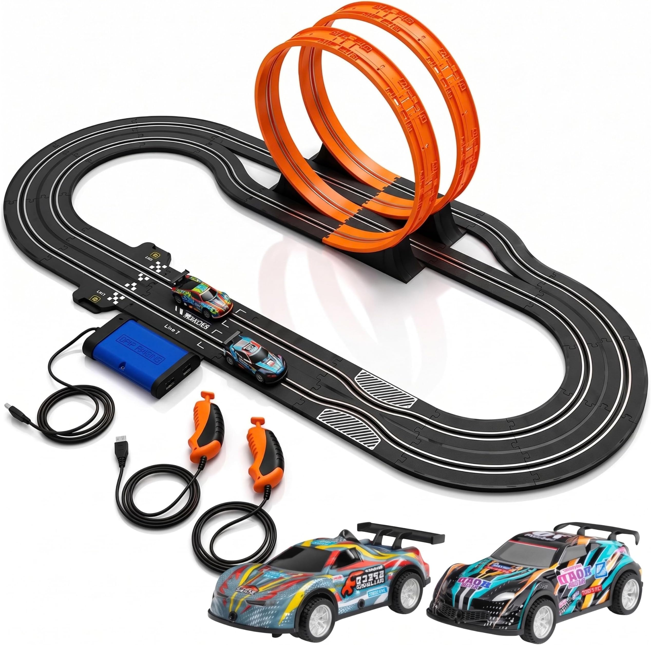 Slot Car Race Track Sets, Electric Race Car Track Set, 2 High Speed Cars