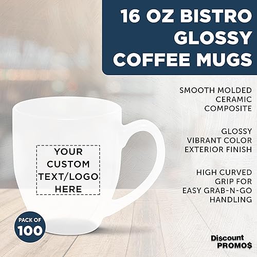 Miniatura 3 de Juego de 100 tazas de café grandes personalizadas de 16 onzas, paquete a granel personalizado, perfectas para té, espresso, capuchino, cacao