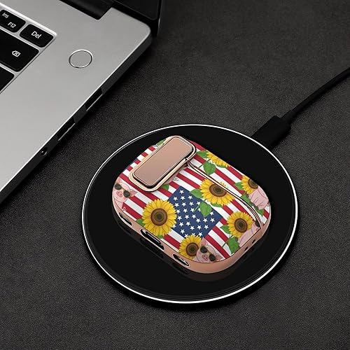 Miniatura 4 de Headphone Cases Cover Compatible with Airpods Pro 2 Case American Sunflower Flag Pig, Full Protective Plastic Accessories with Lock