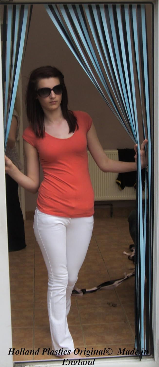 Holland Plastics Original Brand Heavy Duty Bug Strip Blind Complete with Hooks for Plastic Door Frames 80Cm Blue Liquorice