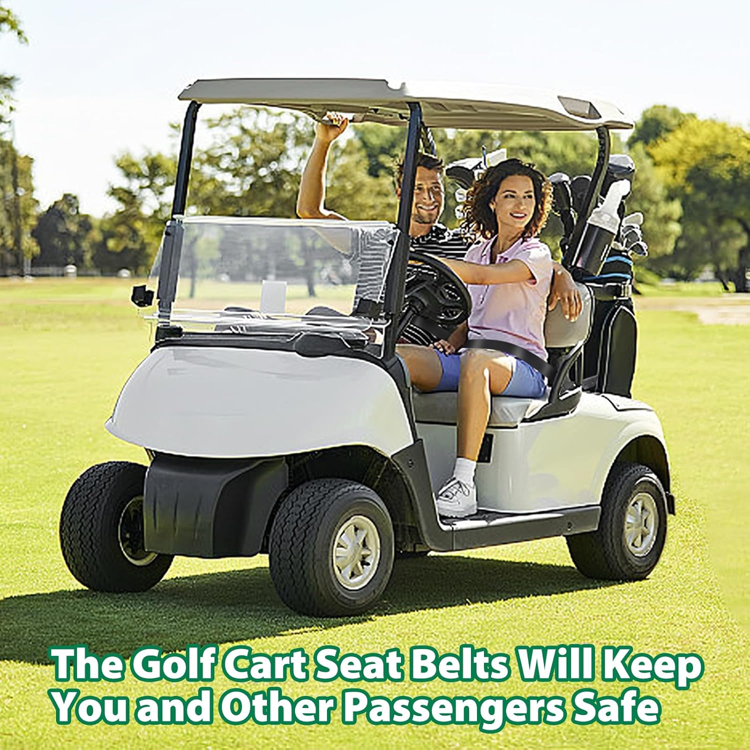 Retractable Golf Cart Seat Belts, Compatible with EZGO, Yamaha, Club Car DS Precedent Most Golf Cart(2 Set), for Golf Cart Frond and Rear Seats