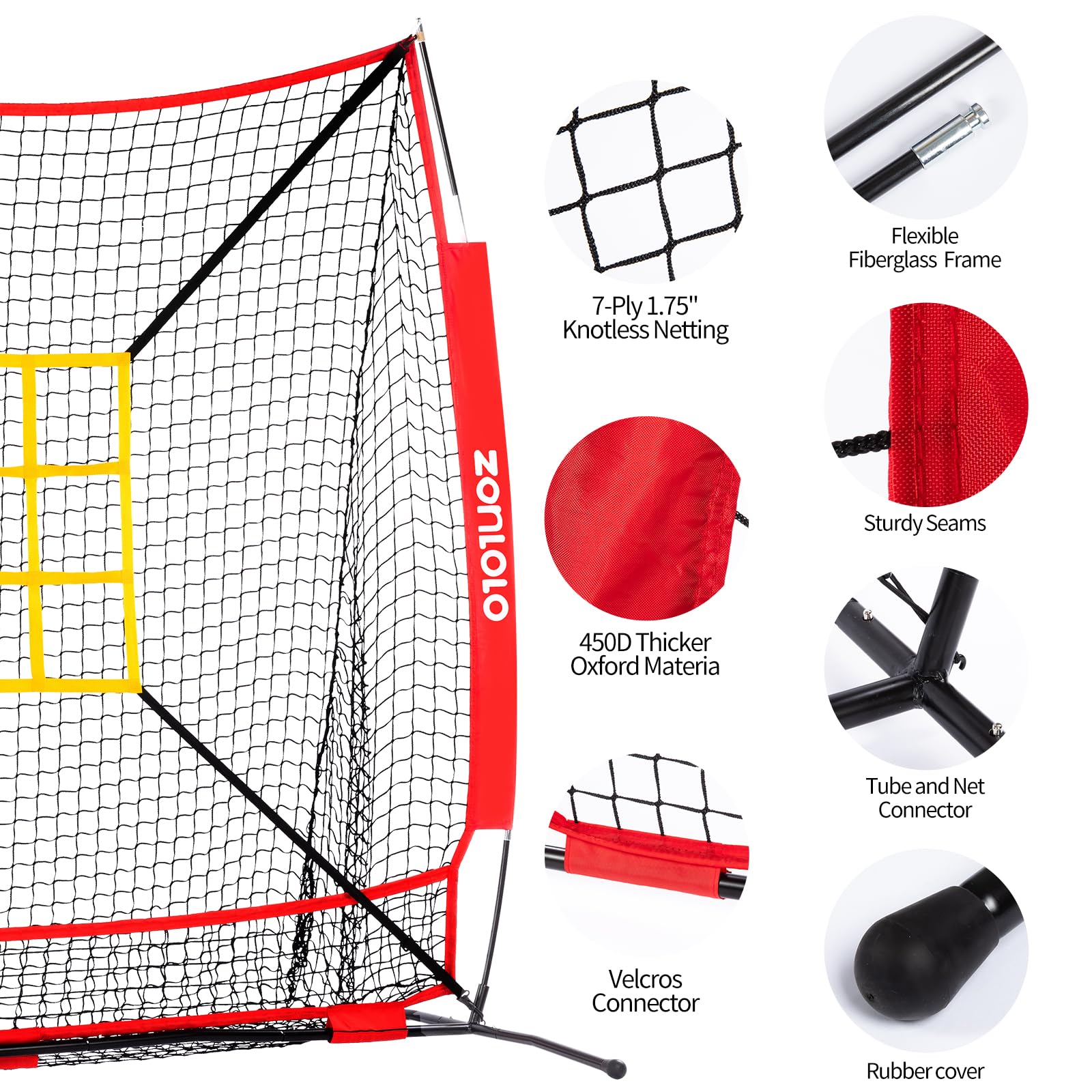 Rete da baseball e softball per pratica domestica 1,8 x 1,8 m con tee e supporto regolabile