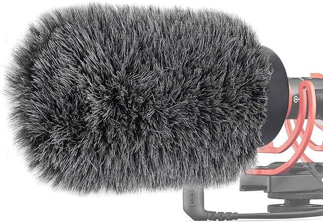 NTG Furry Microphone Windmuff - Windscreen/WindShield for Rode VideoMic NTG and Microphones with Maximum Slot Length of 100mm (3.9") and Diameter of 18-24mm by YOUSHARES (Shag, Gray)