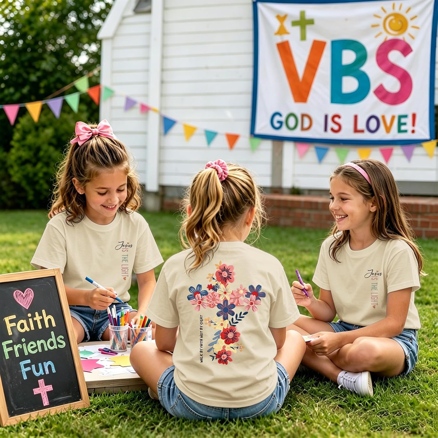 Christian Shirts for Girls Jesus is The Light Graphic Tees Boho Floral Cross Shirt Kids Bible Verse God Cute Tshirt