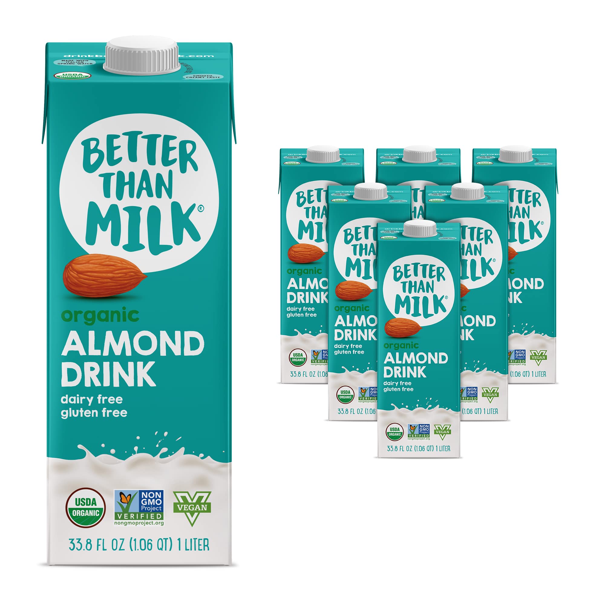 Amazon.com: Better Than Milk Organic Almond Milk Original - Dairy-Free  Vegan Friendly, Non GMO Certified (Pack of 6),33.8 Fl.Oz(Pack of 6) :  Grocery & Gourmet Food