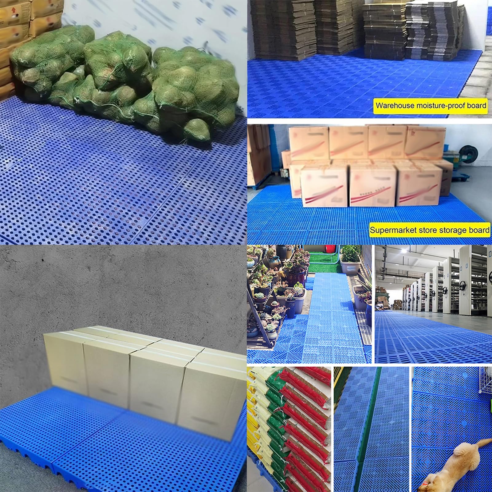 Lekka plastikowa paleta do przechowywania, oddychająca podkładka siatkowa HDPE, kratki wentylacyjne, stojaki na artykuły, wodoodporna mata podłogowa do garażu, supermarketu, piwnicy, 4 szt