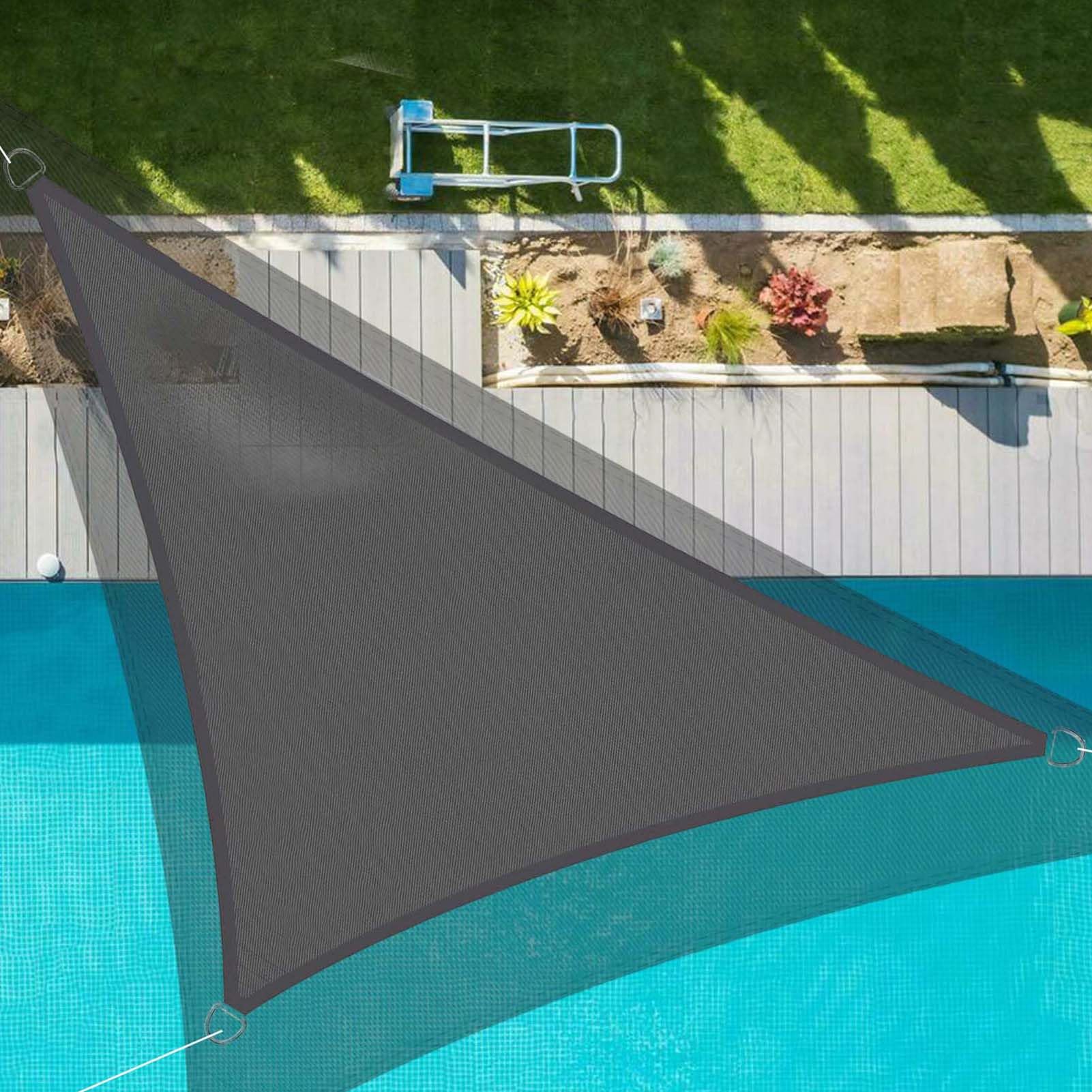 SRHIMEOS 5x5x7m Triangulaire Voiles D Ombrages, Étanche Toile Ombrage Exterieur, Voile D'ombrage Imperméable pour Jardin Terrasse Camping, 95% Protection Solaire Tissu D'ombrage