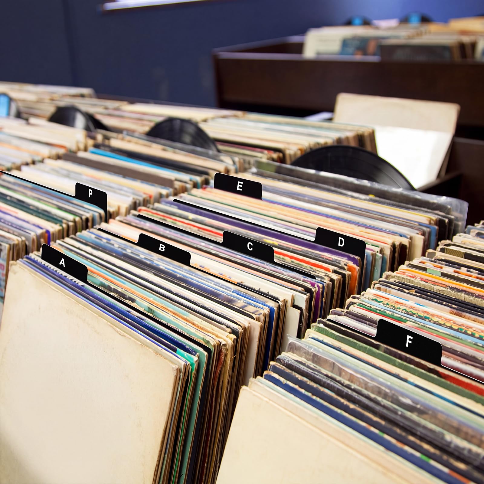 Marspark 26 divisores de álbumes de vinilo A-Z, divisor de discos de DVD, CD, alfabeto, organizador de discos con pestaña alfabética, soporte de almacenamiento para álbum de colección LP de vinilo