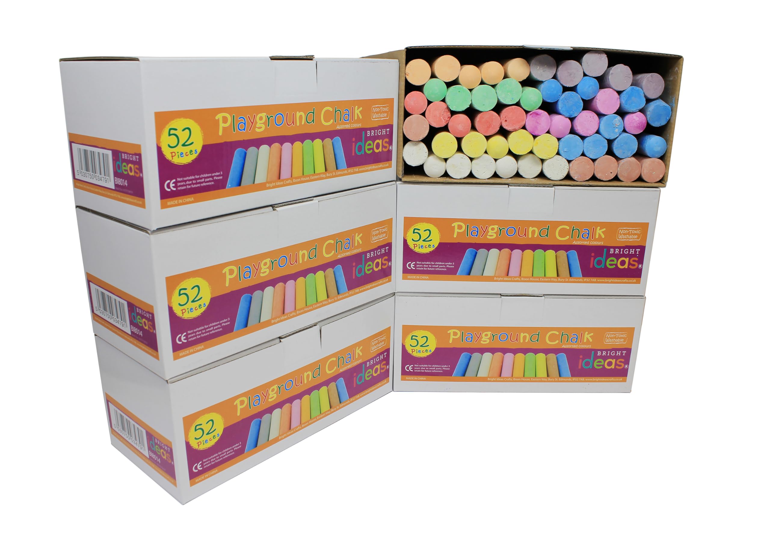 Bright Ideas Giant Colourful Playground Chalk, Assorted, 312 chalks, 10cm, BI8014x6