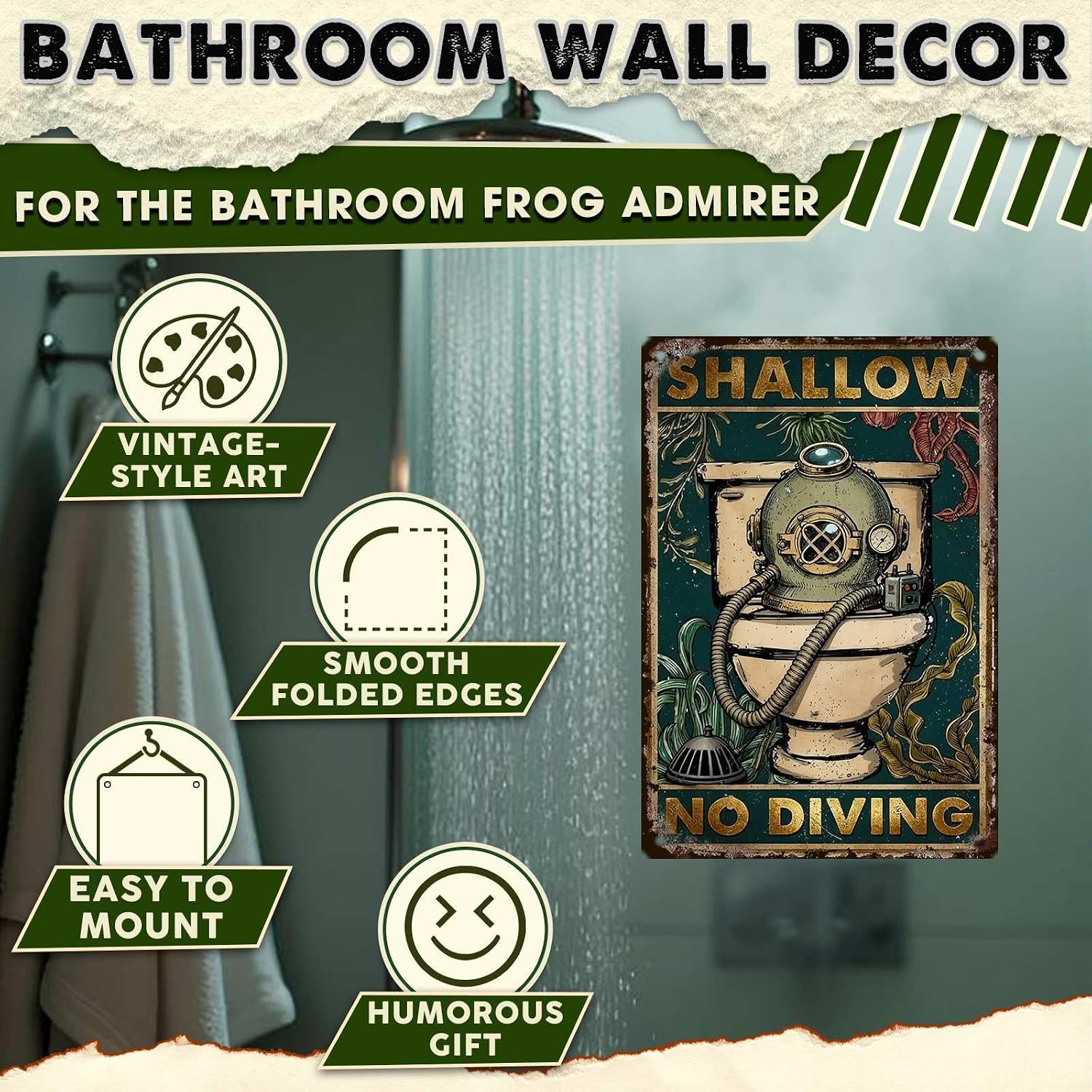 Scuba Shallow No Diving Metal Sign Vintage Humor Wall Art For Garage Bar Restaurant Kitchen Cafe Pub Decor 8x12Inch image 3