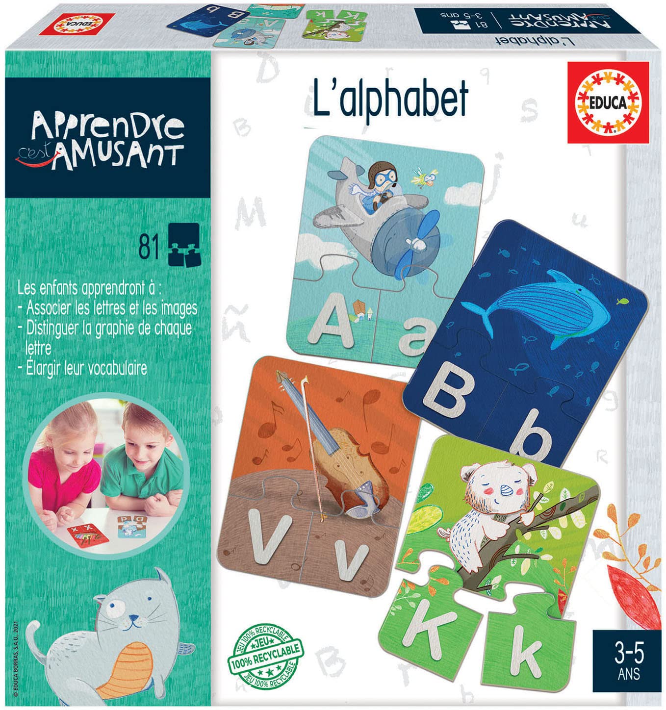 Educa - Apprendre C'est Amusant. L'alphabet. Jeu Éducatif pour Enfants. Recommandé à partir de 3 Ans (18825)