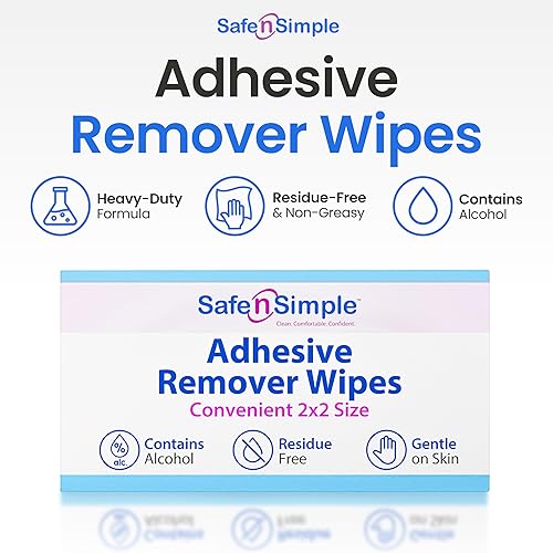 Miniatura 10 de Safe n Simple - Removedor adhesivo para la piel 5 x 7 pulgadas 75 toallitas  Toallitas para eliminar adhesivos de estoma  Toallitas sin alcohol para