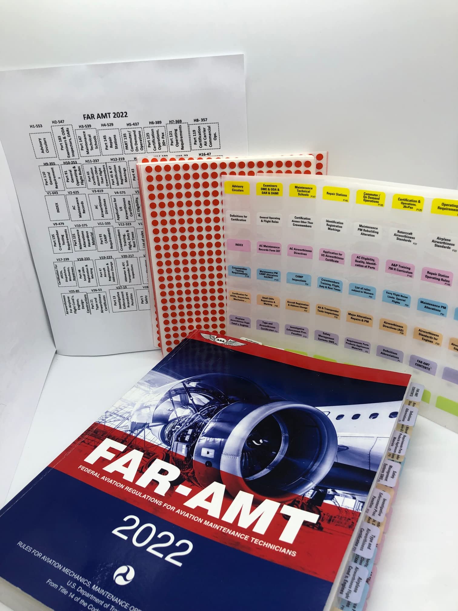 2025 ASA FAR AMT TABs for Aviation Maintenance Technicians, Aviator Mouse Pad & Multi-color Round Stickers