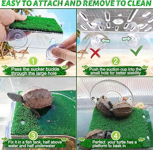 Miniatura 6 de Keedolla Plataforma de tortuga de simulación de tortuga de césped, escalera de escalada de tortuga, terraza de descanso para rana reptil - Medio