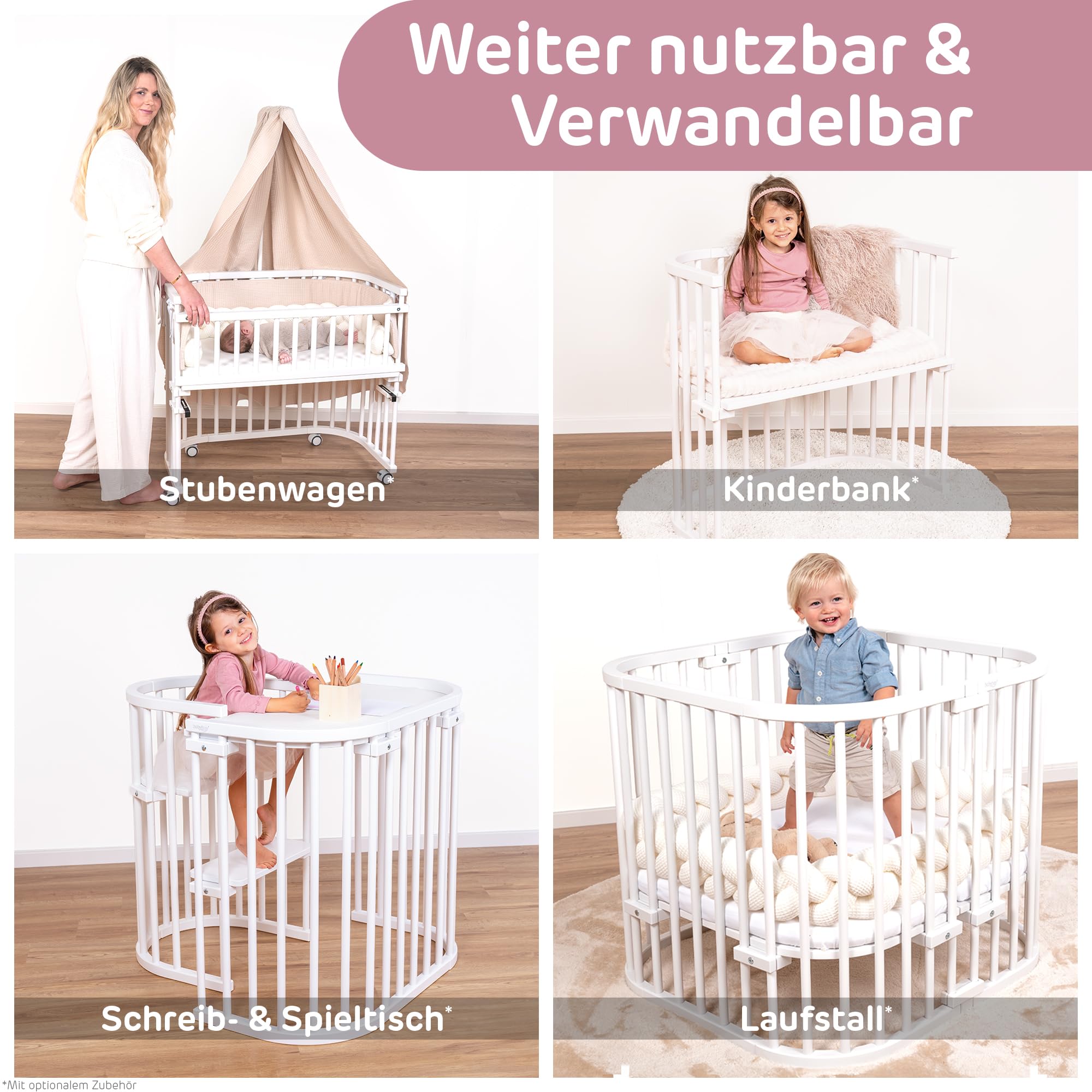 babybay Midi Beistellbett weiß lackiert Matratze Classic Soft