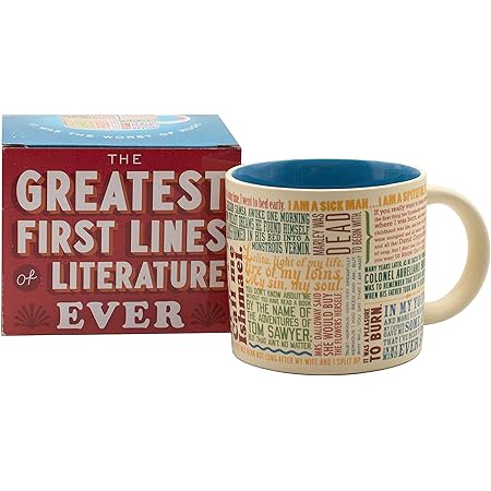 First Lines Literature Coffee Mug - The Greatest Opening Lines Of Literature, From Anna Karenina to Slaughterhouse Five - Comes in a Fun Gift Box - by The Unemployed Philosophers Guild, 14 ounces