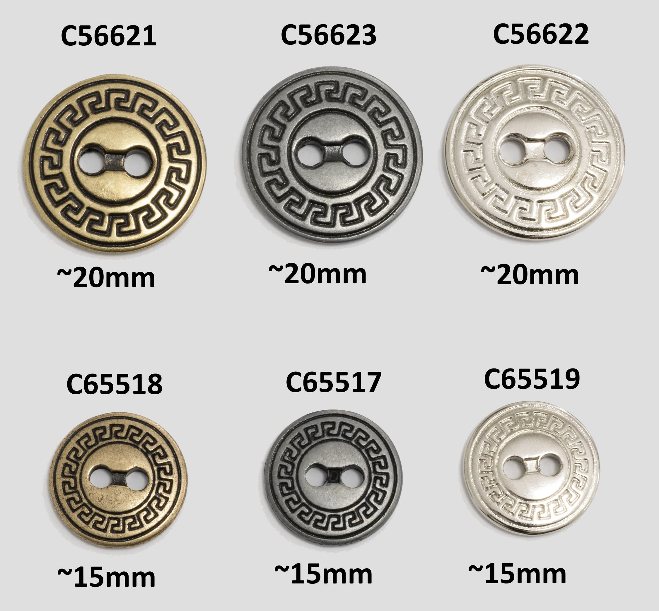 10 Bottoni In Metallo Per Cucito - Ø15mm Argento Con 2 Fori - Foto 2