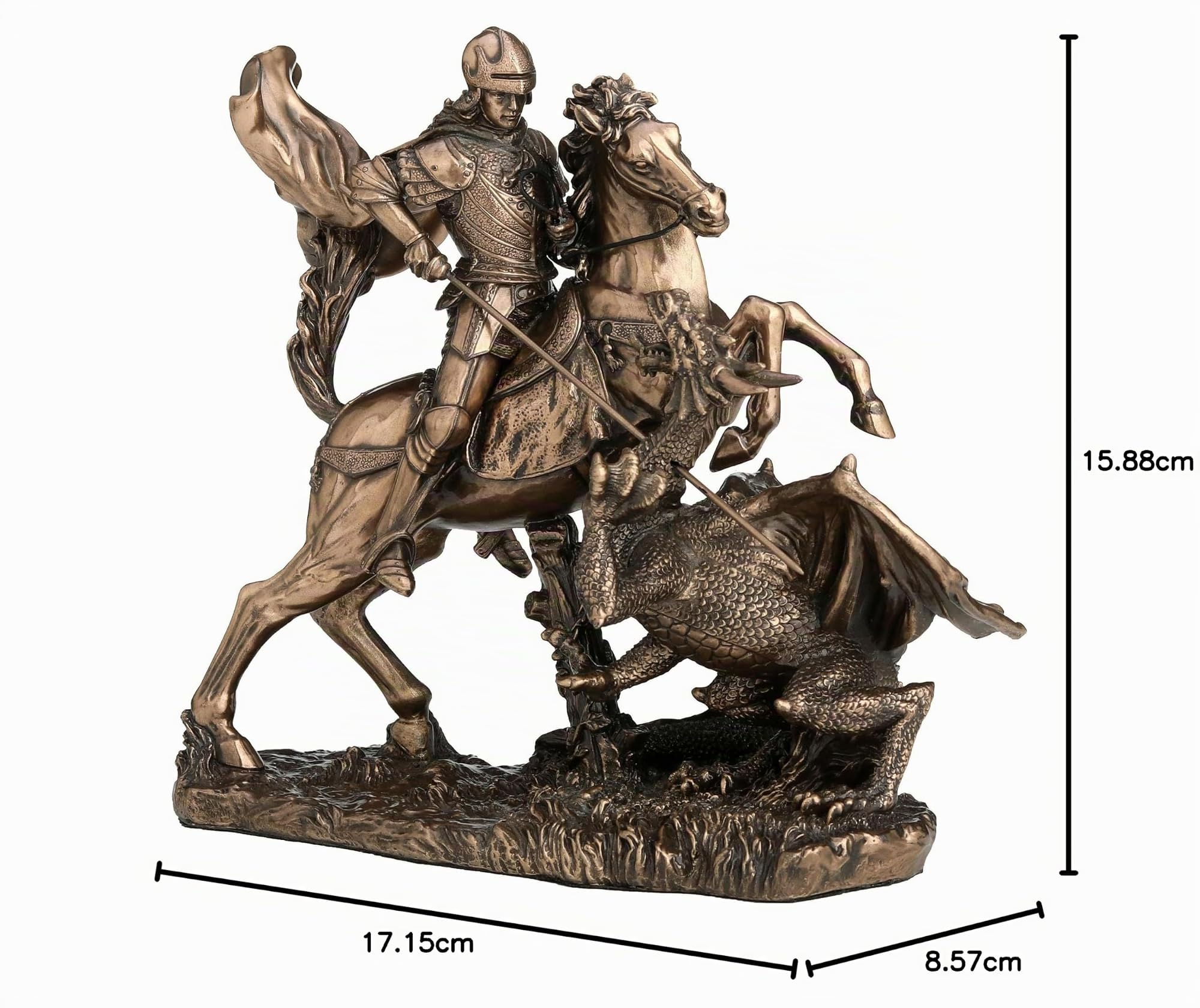 Veronese Design Escultura de Resina fundida en frío de 6 1/4 Pulgadas de San Jorge el Matadragones con Acabado de Bronce