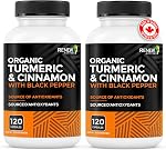 Renew Actives Organic Turmeric Curcumin with Cinnamon & Black Pepper (BioPerine) – High Absorption Formula for Joint Comfort, Metabolism & Digestive Health – Made in Canada – 120 Easy-to-Swallow Capsules