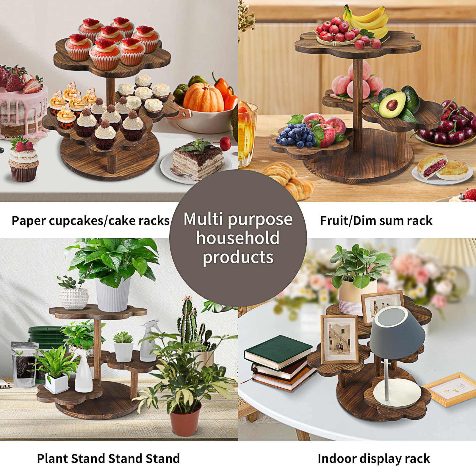 Tefola Soporte Para Tartas de Madera de 5 Niveles, Soporte Para Magdalenas, Soporte Para Exhibición de Postres, Bandeja de Frutas, Adecuado Para Cumpleaños, Bodas, Fiestas, Accesorios de Buffet