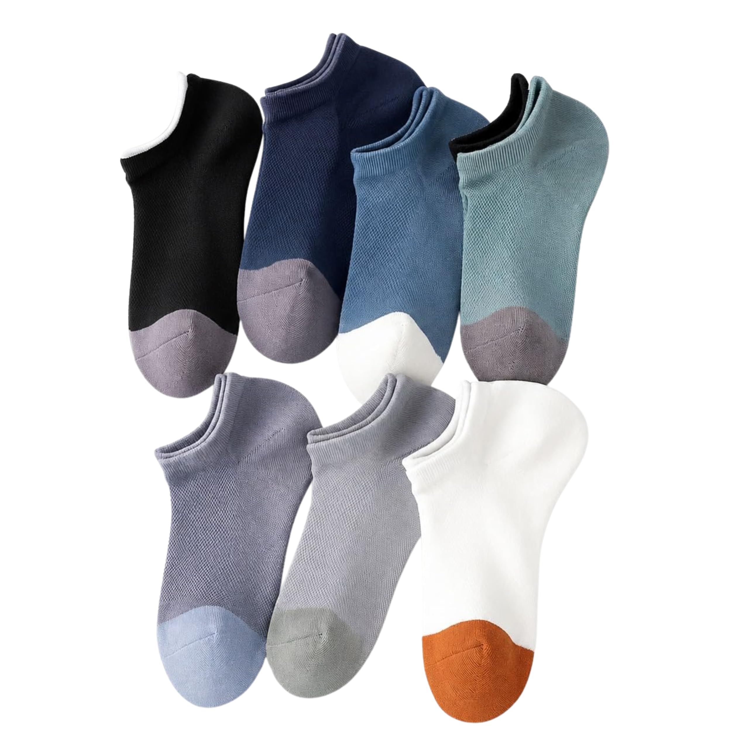 shopstyle Ultra-Thin Ice Silk Mesh Ankle Socks for Men, Maximum Breathability, High-Elasticity Lightweight Low Cut with Colour Block Design, 7-Pack-picture-10